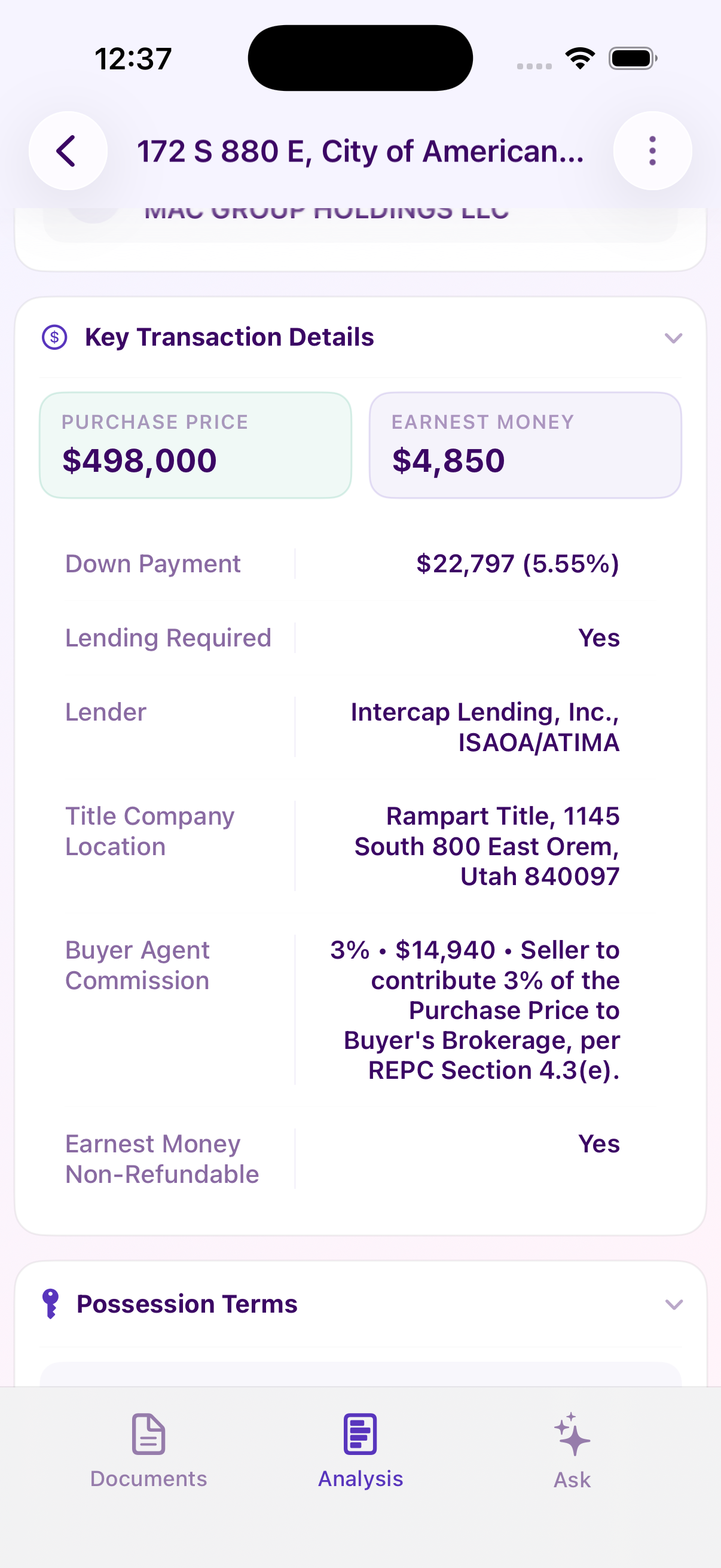 AI analysis screenshot